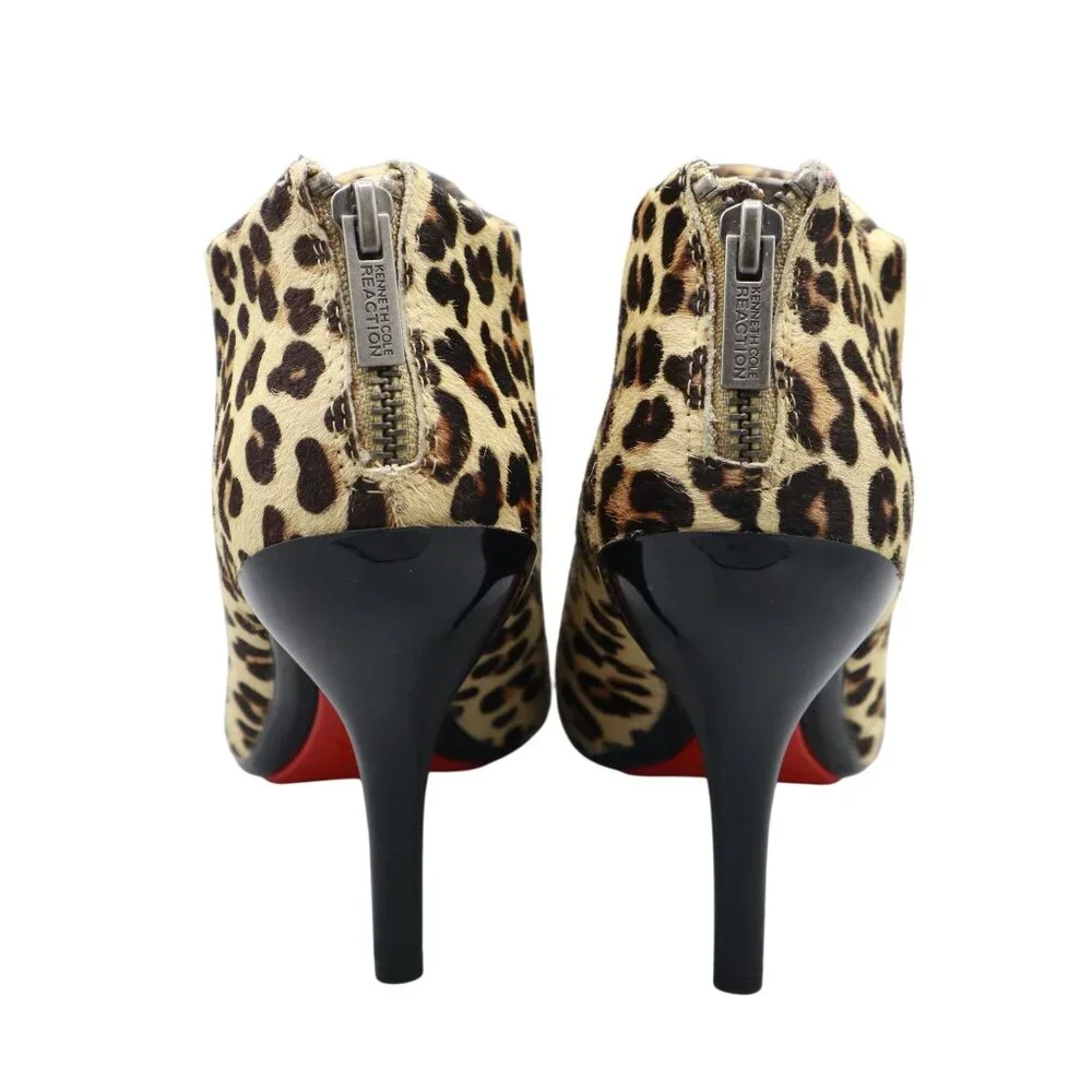 Kenneth Cole Leopard Print Booties Womens 7.5M Tan Party‎ Mob Wife Brunch Trendy